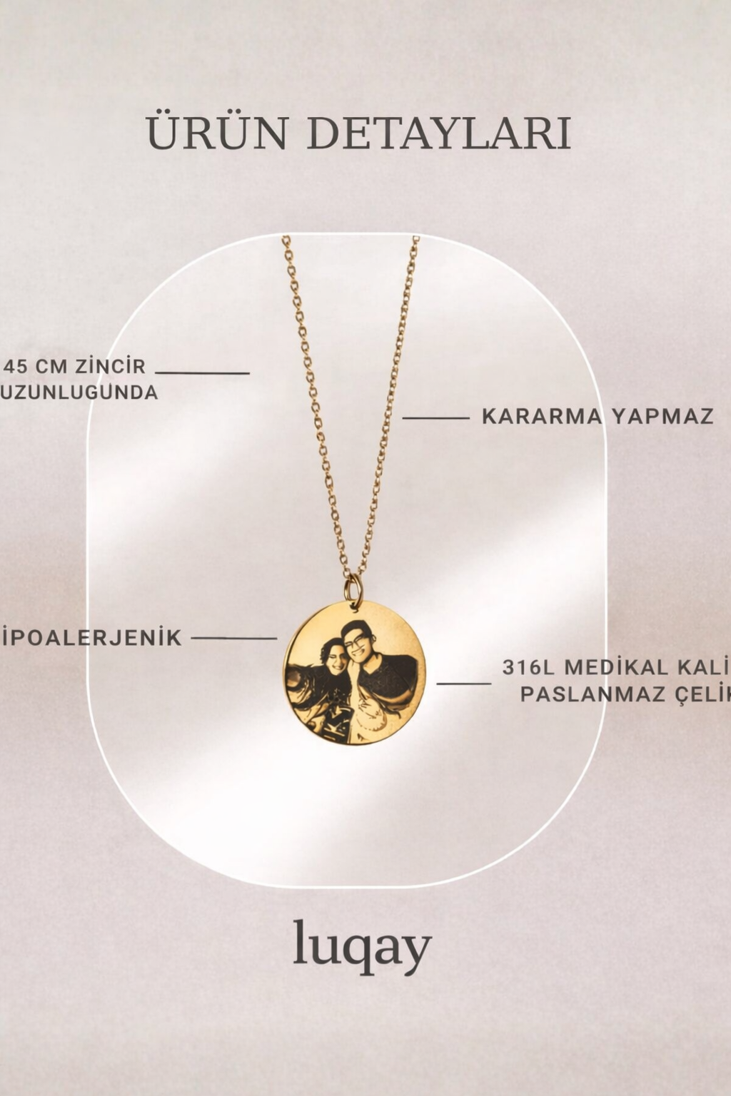 ✨ Kişiye Özel Lazer Çizim Fotoğraflı Kolye✨