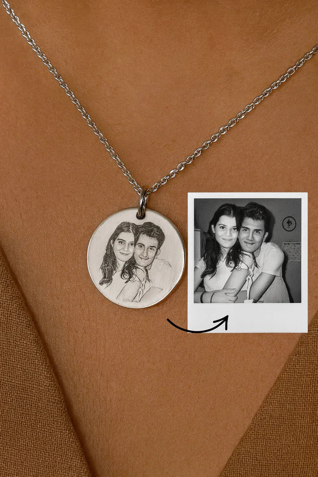 ✨ Kişiye Özel Lazer Çizim Fotoğraflı Kolye✨